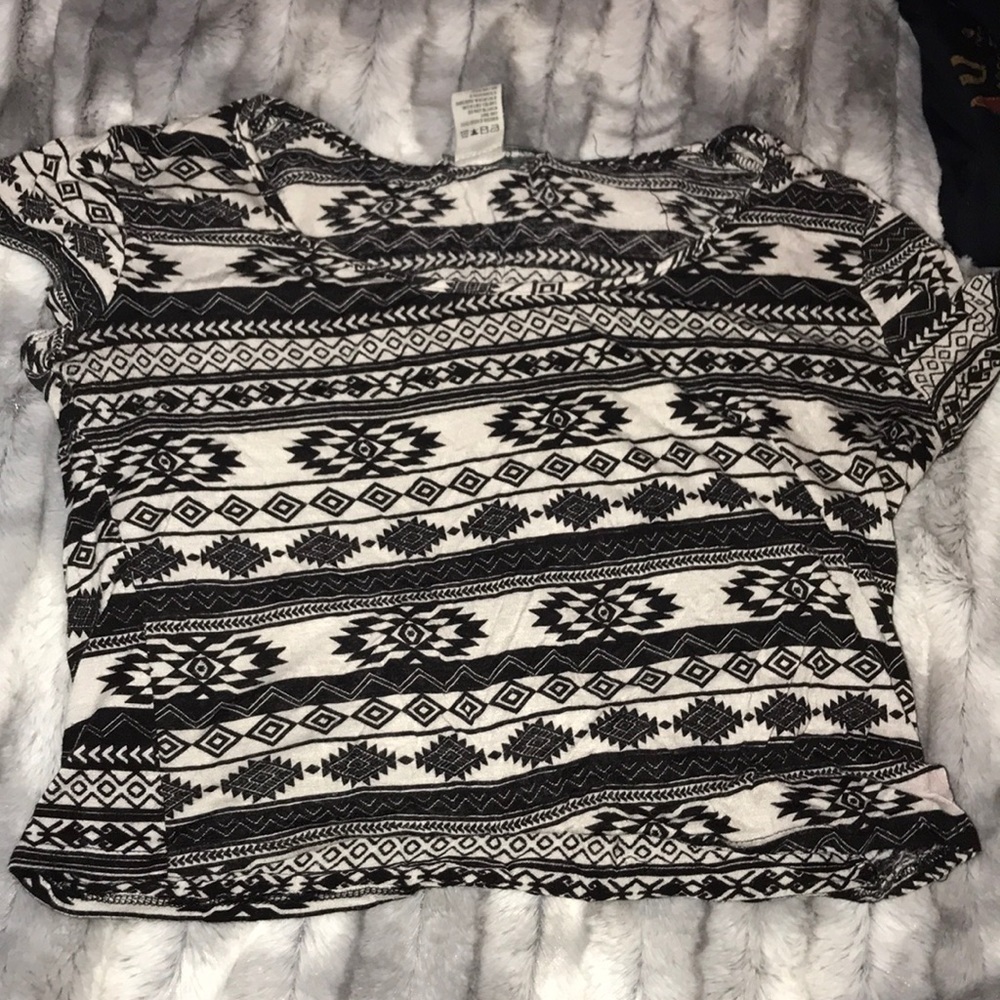 A black and white crop top